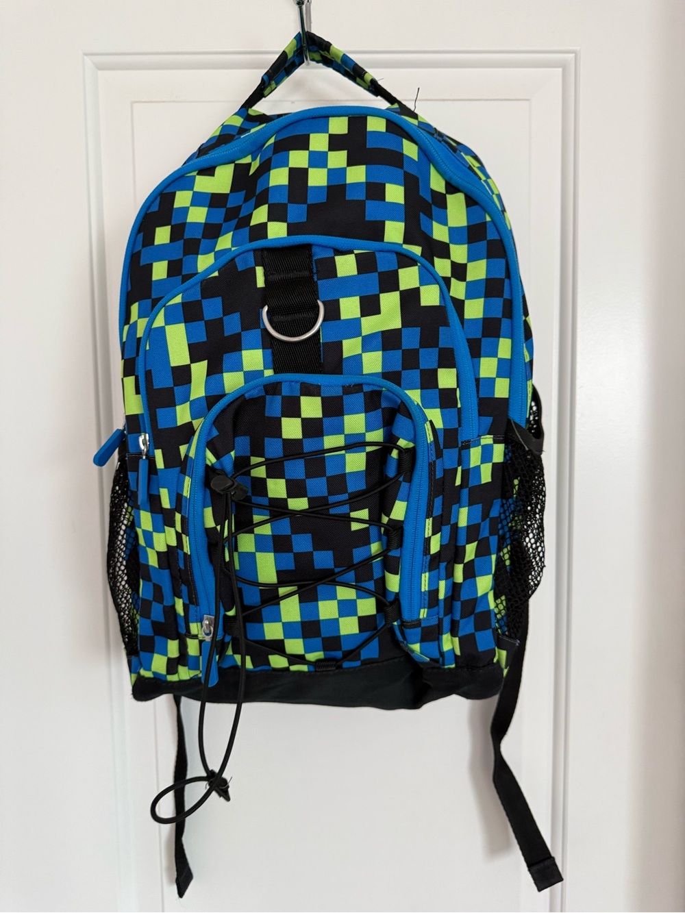 Pottery Barn Teen Blue and Green Pixel-Check Backpack
